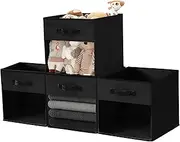 DECOMOMO Fabric Kallax Storage Bin – Storage Bins with Clear Window, Toy Storage for Kids, Closet Organizers and Storage for Clothes (13x15x13, Black) - 4 Pack