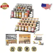 Dual 4-Tier Expandable Spice Rack Organizer for Maximum Kitchen Accessibility