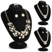3 Pcs Black Velvet Jewelry Display Necklace Earrings Ring Display Stand Jewel...