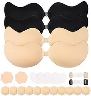 [TEAWOO] 4-Pack Mango Cup Push Up Sticky Bra Set – Strapless Backless Invisible Adhesive Bras for Women