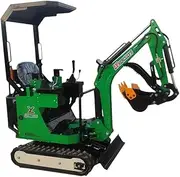 0.8T Compact Mini Excavator with 13.5HP Breton Gasoline Engine - Available in Green/Blue