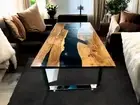 Black Epoxy Meeting Table Top Acacia Wooden Center Home Furniture Hotel & Bar De