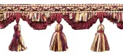 Ribbon Tassel Fringe Trim, Color# 8301 - Gold Blood Red [Sold By The Yard]
