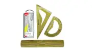 Geometry Tools Set-Pack of 4:Protractor, Triangle Ruler (Golden),Compass (Maped)
