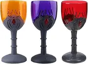 3pcs Halloween Goblet Plastic Water Glasses Plastic Goblets Plastic Water Cups Plastic Drinking Cups Clear Drinking Glasses Plastic Halloween Wine Cups (Random Color)