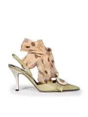 Green Canvas Polkadot Print Heels
