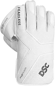 DSC Split Players Wicket Keeping Gloves (White and Green, Youth) | Material: Ultra light foam, Polyurethane | for Wicket Keeping | Lightweight