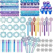 QICI 82 Pcs Snowflake Party Decorations Frozen Party Favors Winter Snowflake Themed Classroom for Students Frozen Birthday Goodie Bag Stuffers Supplies