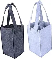 COLLBATH 2pcs Felt Wine Bottle Tote Bag Portable Wine Carrier for Christmas Party Visiting