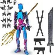 T13 Action Figure Pre-Assembled, 3D Print of Movable Figures, Titan 13 Action Figure with 6 Weapons, 6 Pairs of Hands, Lucky 13 Robot Action Figure, Action Figures Desktop Decorations (Laser