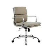 Furb Office Chair Executive Chair Mid Back Silver Frame Beige Fabric