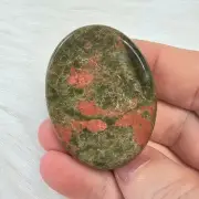 Unakite Natural Worry Stone Handcrafted Thumb Pocket Worry Stone BONUS Info Card