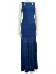 Blue Bodycon Knitted Maxi Dress
