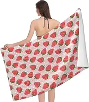 WURTON Strawberry Print Sand Free Beach Towel for Quick Dry Absorbent for Pool Swimming Bathroom Beach Towel