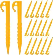 BIUDECO 20Pcs Plastic Tent Stakes Beach Tent Pegs Canopy Stakes Windproof Ground Nails Sunshade Peg Ground Anchors for Camping Backpacking Gardening