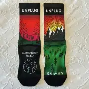 Endur Outway Custom Compression Socks "Unplug/Unwind" Green/Red/Black One Size