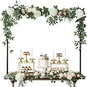 Table Rod Stand with Clamps Adjustable 36.83cm-120cm Height 79.24cm-260cm Length Black Metal Table Arch Decoration Suitable for Wedding, Birthday, Halloween and Christmas Decoration. (Black)