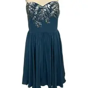 NWT Rebecca Taylor Size 10 Beaded Sequin Feather Strapless Dress