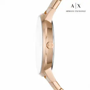 【A|X Armani Exchange 官方直營】Lola 簡約時尚印花女錶 玫瑰金色不鏽鋼鍊帶 手錶 36MM AX5589