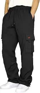 [Generic] Cargo Pants for Men Sweatpants Plus Size Baggy Jogger Drawstring Open Leg Big and Tall Workout Pants with Pockets