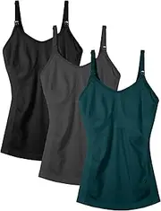 [Aenlley] Nursing Tanks for Women Breastfeeding - Seamless Maternity Cami Shirts Pregnancy Tops (3 Packs)
