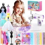 Mini Sewing Machine for Beginners - 240 Pieces Fashion Designer Kit with Port...