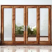 Threehoney 2 Pcs 23 x 110 inches Temporary Blinds No Tools Cut to Size Fabric Paper Shades Adhesive Privacy Blinds for French Door Sliding Door Window Light Filtering Pleated Shades (White)