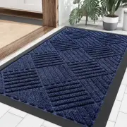 Front Door Mat Outside Entrance, Heavy Duty Outdoor Indoor Natural Rubber Doo...