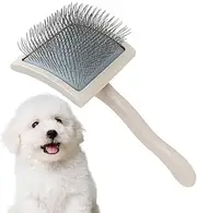 Slicker Brush - Pet Cleaning Grooming Slicker Brush | Shedding Animals Massaging Gentle Comb, Wood Handled Tool Portable for Home, Shelter, Traveling