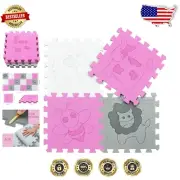 Interlocking EVA Foam Baby Play Mat - 16 sq.ft Safety Puzzle With Animals
