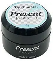 Present by BNP Nail Tip Glue Gel 8g Adhesive Gel Super Bond with Stiletto Nail Tips Glue for Artificial False Nails Extension Long Lasting Made in Japan Gel-X Professional Use