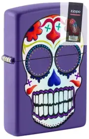Zippo 49859 Suger Skull Design Purple Matte Windproof Lighter + FLINT PACK