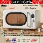 Devanti 20L Microwave Oven Countertop 700W Cooker Cooking Timer Setting Cream