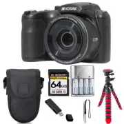 Kodak PIXPRO AZ255 Digital Camera (Black)+ Spider Tripod + Case - 64GB Kit