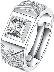[TINEASUR] 1pc Men's Diamond Ring Rings for Men Gold Rings for Women Thumb Ring Fidget Ring Men Rings Finger Ring Silver Adjustable Rings Real Silver Rings The Ring Couple White Copper