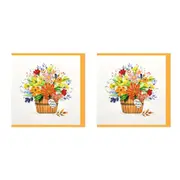 2x Boyle Handmade Paper 15cm Greeting Card/Envelope Happy Birthday Flower Basket
