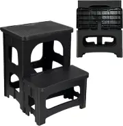 SAILESI Folding 2-Step Stool, Non-Slip Portable Footstool, 2 Step Ladder Supp...