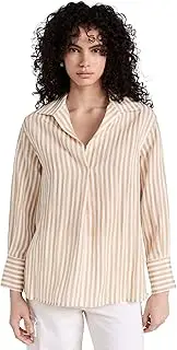 [Vince] Women's Coast Stripe Shaped Collar Pull Over