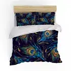 Peacock Feather Quilt/Doona/Duvet Cover Set Single/Queen/Doube/King Size Bed