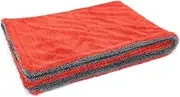 [Dreadnought] Microfiber Car-Drying Towel, Superior Absorbency for Drying Cars, Trucks, and SUVs, Double-Twist Pile, One-Pass Vehicle-Drying Towel (20"x30") 1-Pack (Red/Gray)