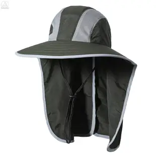 Wide Brim Sun Hat with Neck Flap Men Women UV Protection Sun