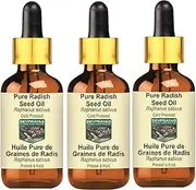 Devprayag Pure Radish Seed Oil (Raphanus sativus) with Glass Dropper Natural Therapeutic Grade Cold Pressed (Pack of three) 100ml X 3 (10 oz)