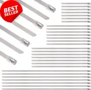 Heavy Duty Stainless Steel Exhaust Strap Wrap Coated Locking Zip Cable Ties Kit