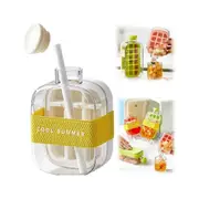 2-in-1 Ice Maker Ice Cube Tray & Water Bottle, Touch-Free Silicone Ice Cube Tray White 500ml