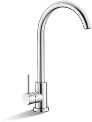 Cefito Kitchen Tap, 360° Gooseneck Sink Mixer Taps Spray Head Rotating Faucet Water Aerator for Home Bathroom Laundry, Brass Body Hot and Cold Switch Silver