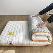 Japanese Floor Mattress Futon Mattress Portable Roll Up Tatami Mattress Folding Sleeping Pad Breathable Floor Lounger Guest Bed for Camping Couch(White,80x190cm)