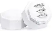 BLUTETE Velvet 3 Slots Jewelry Ring Box Engagement Wedding Box Keepsake Box Bridal Photo Ring Triple Slots Octagon (Pure White)