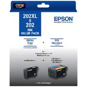 Epson 202XL Black and Standard Ink Cartridge 4 Pack
