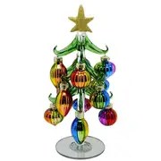 Mini Glass Christmas Tree & Decorative Balls with Gold Star- 15cm