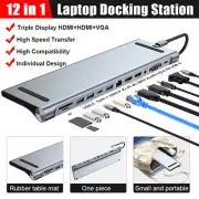 Docking Station, 12 in 1 Triple Display Laptop USB C Docking Station Adapter